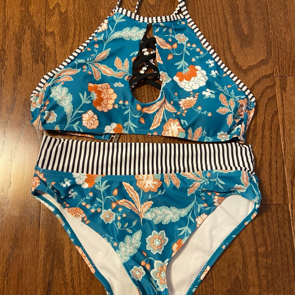 Teal Halter Bikini Top